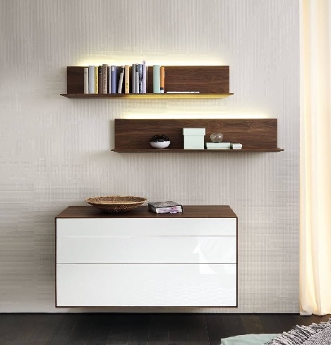Commode LUNIS Hulsta wit,gerookt eiken,100 cm. breed